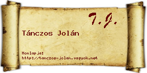 Tánczos Jolán névjegykártya